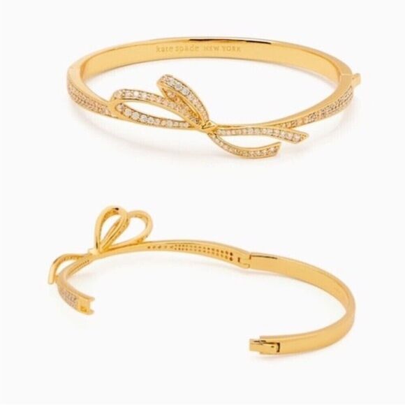 Kate Spade All Tied Up Pave Bow Bangle Cuff Bracelet - Picture 3 of 4